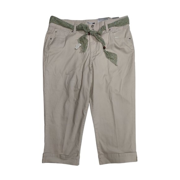BandolinoBlu Womens Beige Cuffed Capri Pants Size 14 - Picture 1 of 6